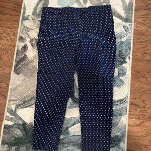 Talbots Blue and White polka dot slim leg pants Size 14 never worn